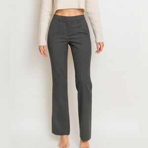 Larry Levine Gray Windowpane Wide Leg Trousers Chinos Pants Size 8